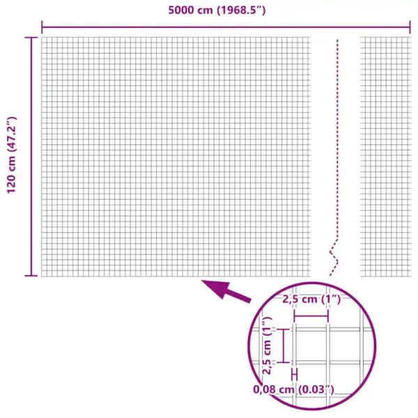 Võrkaiakomplekt postidega, hõbedane teras, 1,2 x 50 m, 88 posti ja kinnitusdetailid – 13