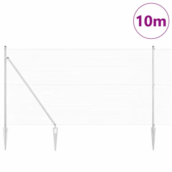 Võrkaiakomplekt terasest postidega, hõbedane, 10 x 1,5 m – 3
