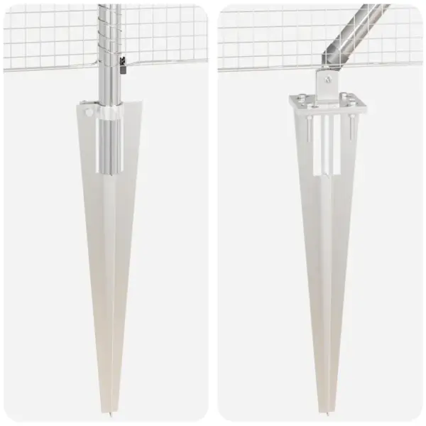 Võrkaiakomplekt terasest postidega, hõbedane, 10 x 1,5 m – 9