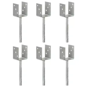 Y-kujulised maavaiad eelpuuritud aukudega, 6 tk, hõbedane kuumtsingitud teras, 8 x 6 x 30 cm