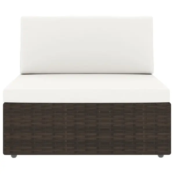 10-osaline modulaarne polürotangist aiamööbli komplekt, pruun, kreemjad padjad – 2