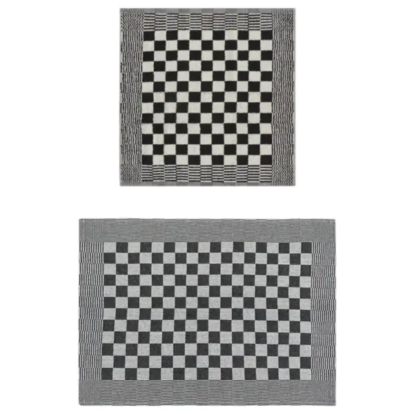 10-osaline köögi- ja külalisterätikute komplekt, must ja valge, 100% puuvill – 2