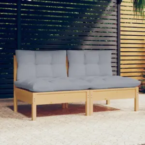 Modulaarne 2-kohaline aiadiivan hallide patjadega, männipuit