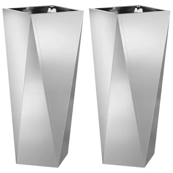 Kõrged hõbedased taimekastid, 2 tk, tsingitud teras, 30 x 30 x 75 cm – 2