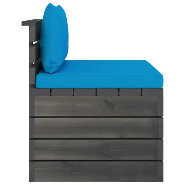 2-osaline kaubaalustest aiamööbli komplekt diivani ja lauaga, männipuit, siniste patjadega, diivan 60 x 65 x 71,5 cm – 5