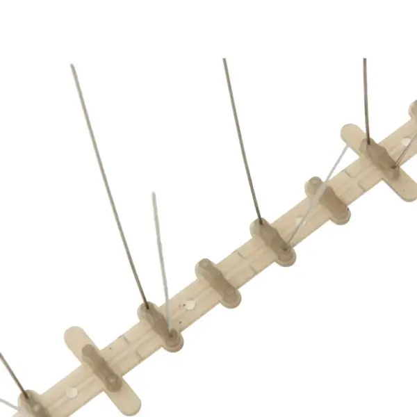 2-realine linnupiikide komplekt plastist aluse ja roostevabast terasest piikidega, 20 tk, 10 m – 5