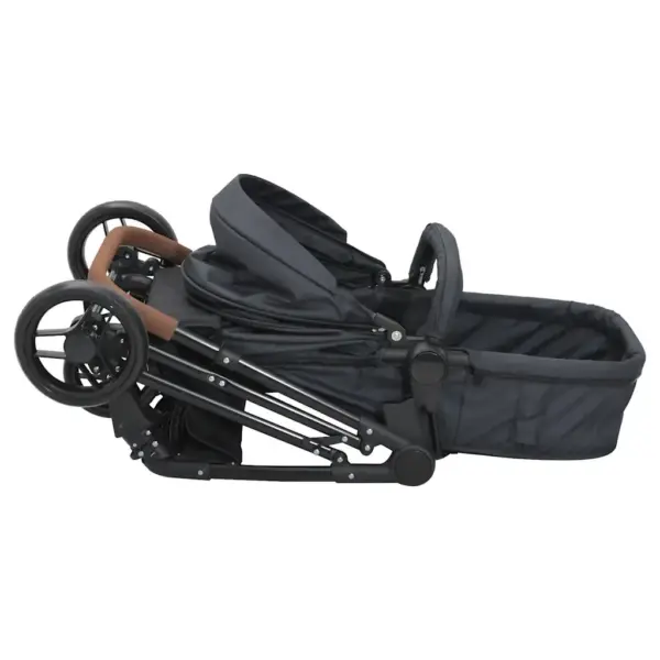 2‑ühes laste jalutuskäru ja vanker, antratsiithall-must, terasraamiga, 59 x 100 x 103 cm – 6