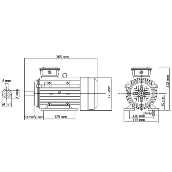 3-faasiline asünkroonne elektrimootor 2,2 kW 3 hj, 2 poolusega, 2840 p/min, alumiiniumkorpus – 8