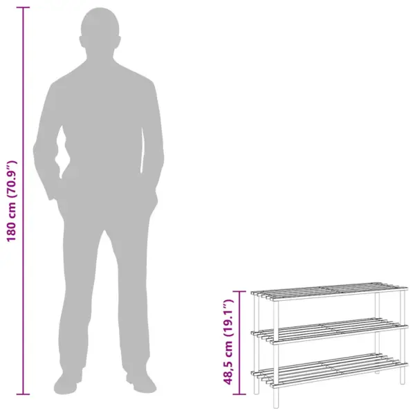 3-korruseline jalatsiriiuli komplekt, 2 tk, nulupuidust, beež, 74 x 26 x 48,5 cm – 8