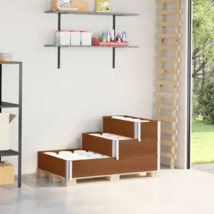 3-korruseline männipuidust taimekast, pruun, 120 x 80 cm