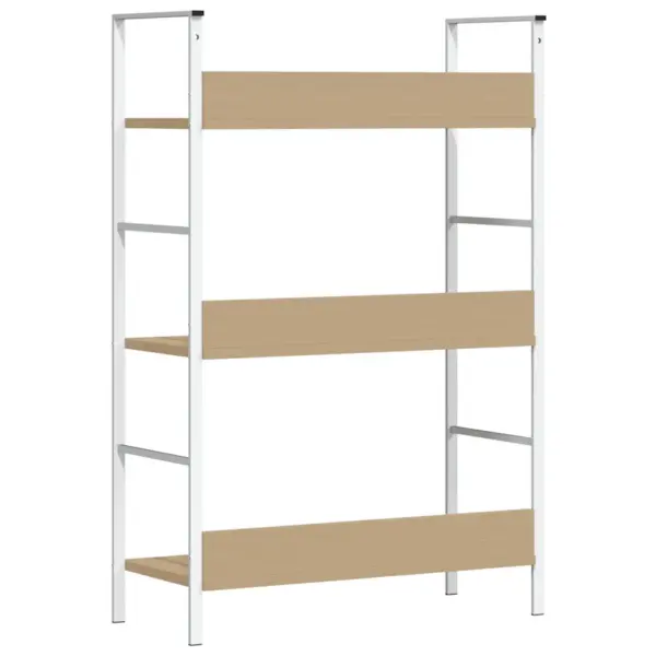 3-korruseline raamaturiiul tamm/valge, tehispuit ja teras, 60 x 27,6 x 90,5 cm – 7