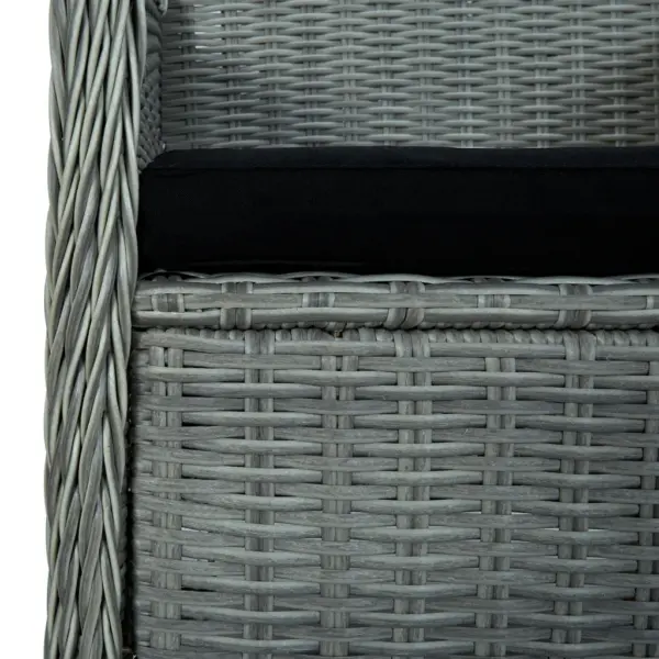 3-osaline aiamööbli komplekt akaatsiapuidust lauaga, helehallid polürotangtoolid patjadega – 11