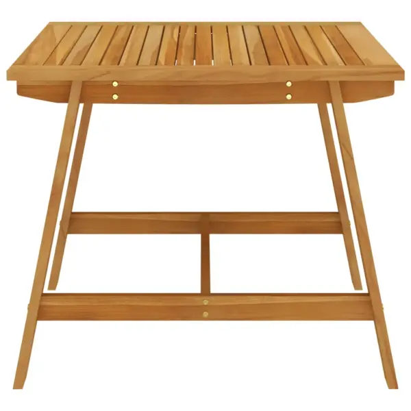 3-osaline aiamööbli komplekt, akaatsiapuidust 88 x 88 cm laud ja hallid PE-rotangist toolid – 8