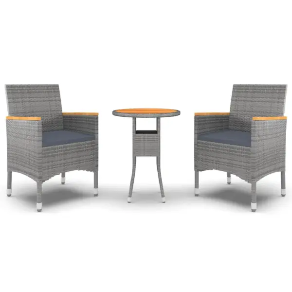 3-osaline hall aiamööbli komplekt, polürotang, akaatsiapuiduga, laud 60 x 75 cm – 2