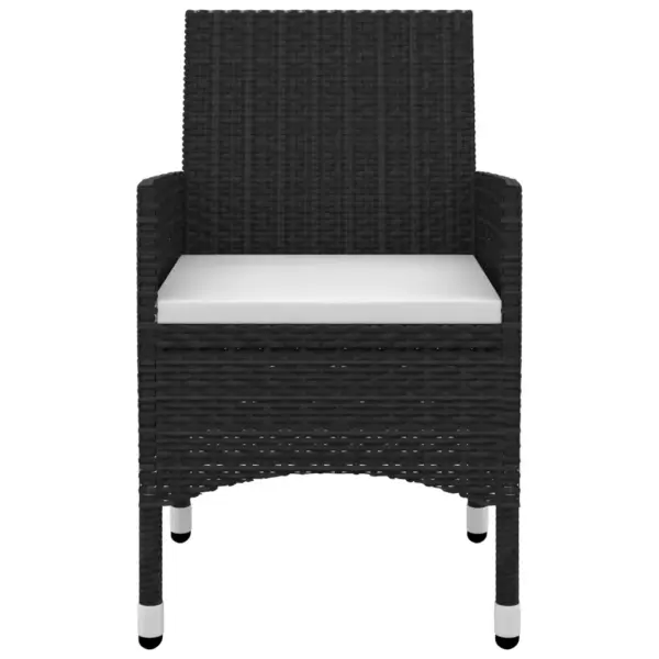 3-osaline aiamööbli komplekt patjadega, must polürotang, klaasist laud 80 x 80 cm – 4