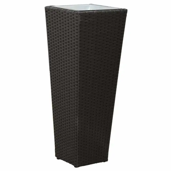 3-osaline must metallist õuetaimekastide komplekt rattanilookiga, 30 x 30 x 80 cm – 3