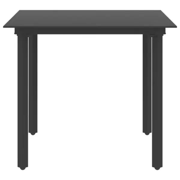 3-osaline aiamööbli komplekt, must PVC-rotang, klaasplaadiga laud 80 x 80 cm – 4