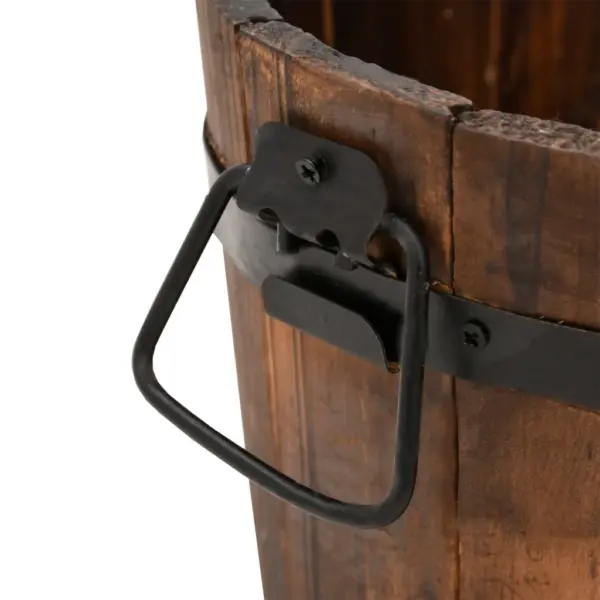 3-osaline nulupuidust taimeämbrite komplekt metallkäepidemetega, pruun – 5