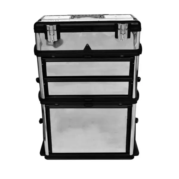 3-osaline ratastega tööriistakast teleskoopkäepidemega, hõbedane, 56,5 x 35 x 77–92 cm – 7