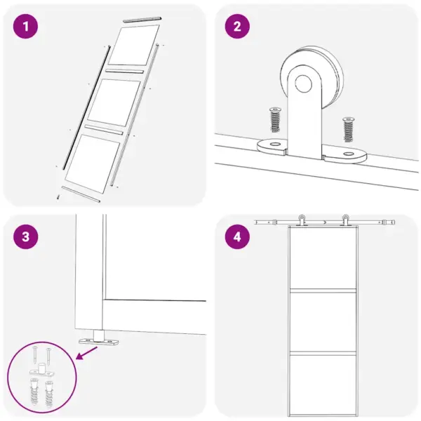 3-paneeliline ESG-klaasist liuguks musta alumiiniumraamiga, 76 x 205 cm – 5