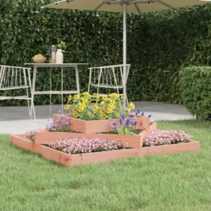 3-tasandiline taimekast õue, töötlemata ebatsuugapuidust, 112 x 112 x 27 cm