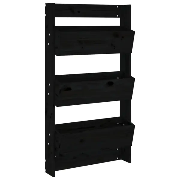 3-tasandiline seinale kinnitatav taimekast, must männipuit, 60 x 18,5 x 110 cm – 2