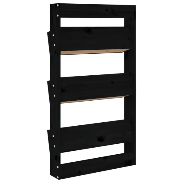 3-tasandiline seinale kinnitatav taimekast, must männipuit, 60 x 18,5 x 110 cm – 6
