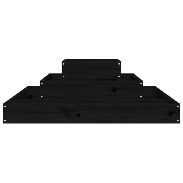 3-tasandiline männipuidust taimekast, must, 80 x 80 x 27 cm – 4