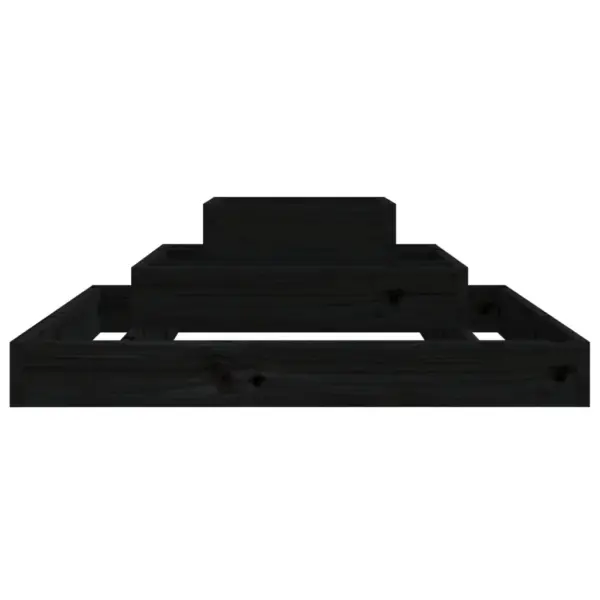 3-tasandiline männipuidust taimekast, must, 80 x 80 x 27 cm – 5