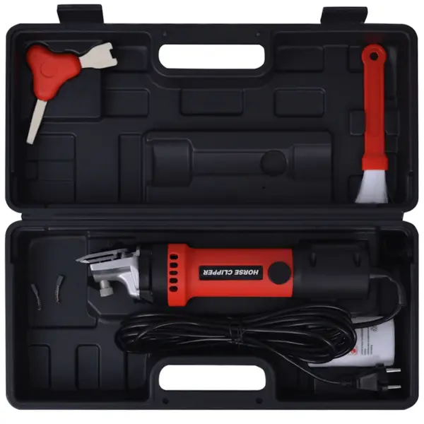 350 W elektrilised hobusekäärid kohvriga, 6-osaline komplekt, must ja punane – 7