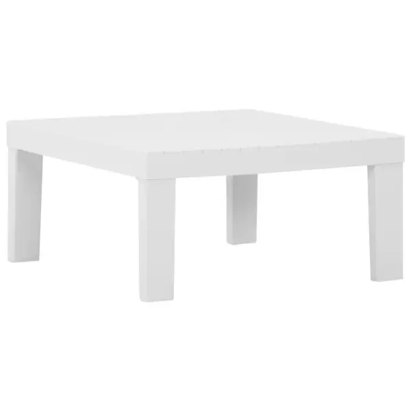 4-osaline aiamööbli komplekt patjadega, valge plast, lauad 65 x 65 x 33 cm, pingid 130 x 65 x 70 cm, antratsiitpadjad – 3