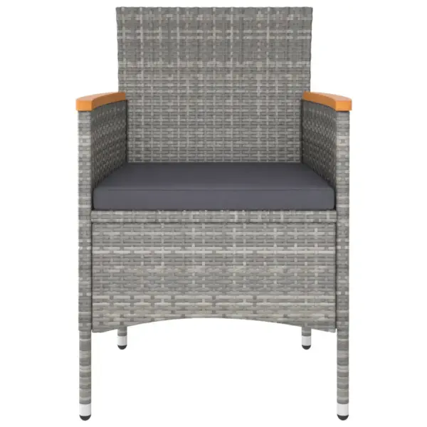 4-osaline aiamööbli komplekt toolide ja jalapingidega, hall polürotang, tumehallid padjad – 4