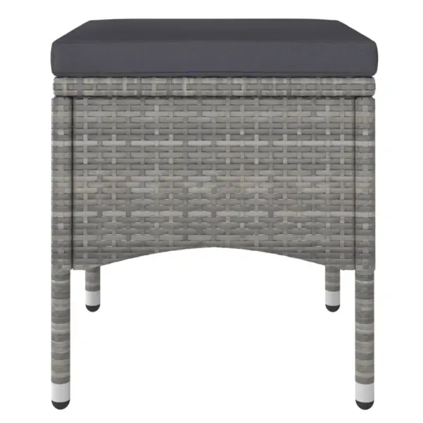 4-osaline aiamööbli komplekt toolide ja jalapingidega, hall polürotang, tumehallid padjad – 8