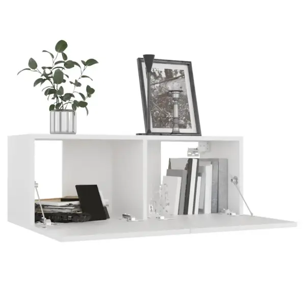 Seinale paigaldatav 4-osaline telerikappide komplekt, valge puitlaastplaat – 4