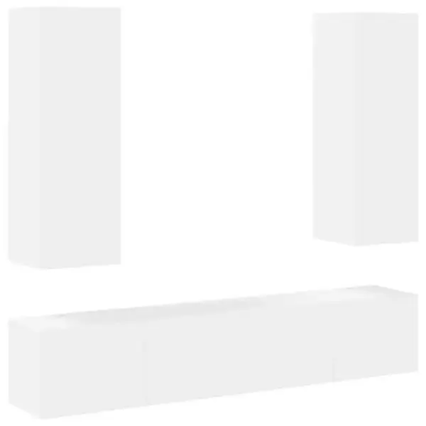 4-osaline seinale kinnitatav telerikappide komplekt, valge tehispuit, 2 x 80 x 30 x 30 cm ja 2 x 30,5 x 30 x 90 cm – 2