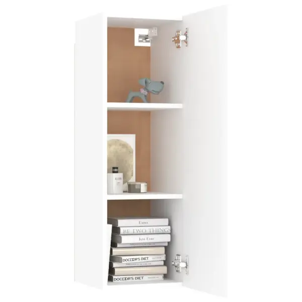 4-osaline seinale kinnitatav telerikappide komplekt, valge tehispuit, 2 x 80 x 30 x 30 cm ja 2 x 30,5 x 30 x 90 cm – 5