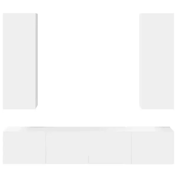 4-osaline seinale kinnitatav telerikappide komplekt, valge tehispuit, 2 x 80 x 30 x 30 cm ja 2 x 30,5 x 30 x 90 cm – 9