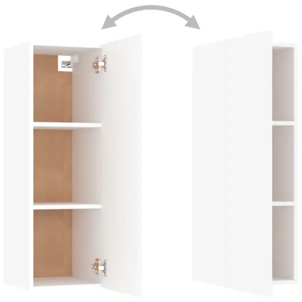 4-osaline seinale kinnitatav telerikappide komplekt, valge tehispuit, 2 x 80 x 30 x 30 cm ja 2 x 30,5 x 30 x 90 cm – 10