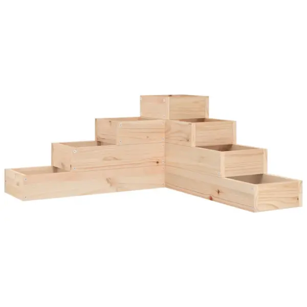 4-tasandiline L-kujuline taimekast, töötlemata männipuit, ilma põhjata, 80,5 x 79 x 36 cm – 2