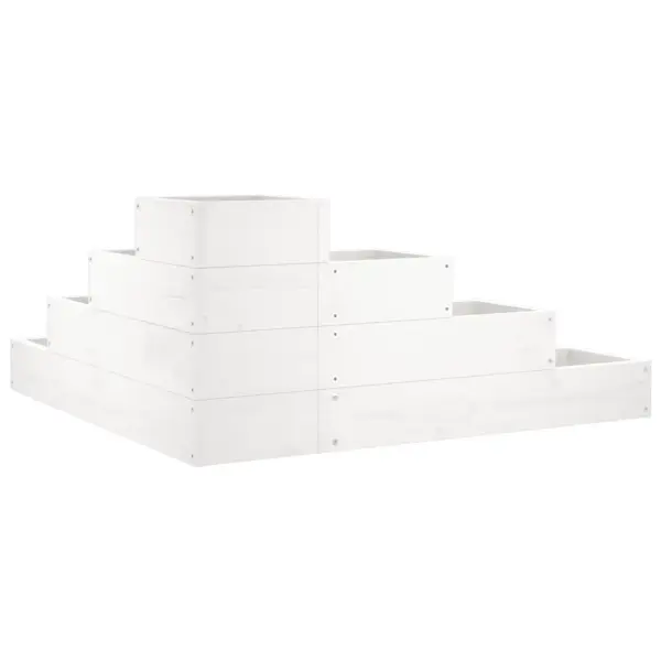 4-tasandiline L-kujuline taimekast ilma põhjata, valge männipuit, 80,5 x 79 x 36 cm – 6