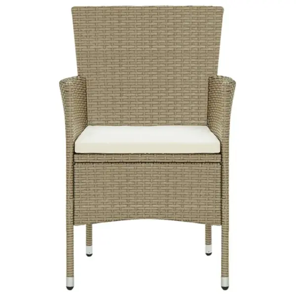 5-osaline aiamööbli komplekt patjadega, beež polürotang, must klaaslaud 80 x 80 cm – 5