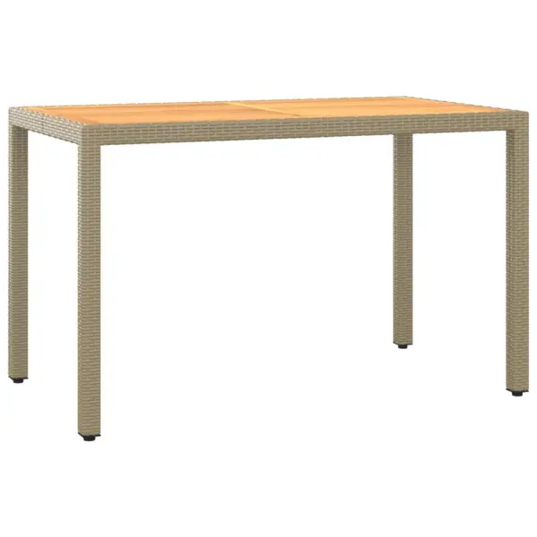 5-osaline aiamööbli komplekt patjadega, beež polürotang, akaatsiapuidust lauaplaat, laud 123 x 60 cm – 5
