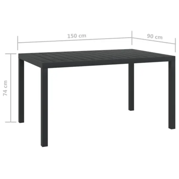 5-osaline aiamööbli komplekt patjadega, hall polürotang, musta lauaga, laud 150 x 90 cm – 12