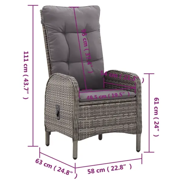 5-osaline hall polürotangist aiamööbli bistrookomplekt, Ø80 cm laud – 10