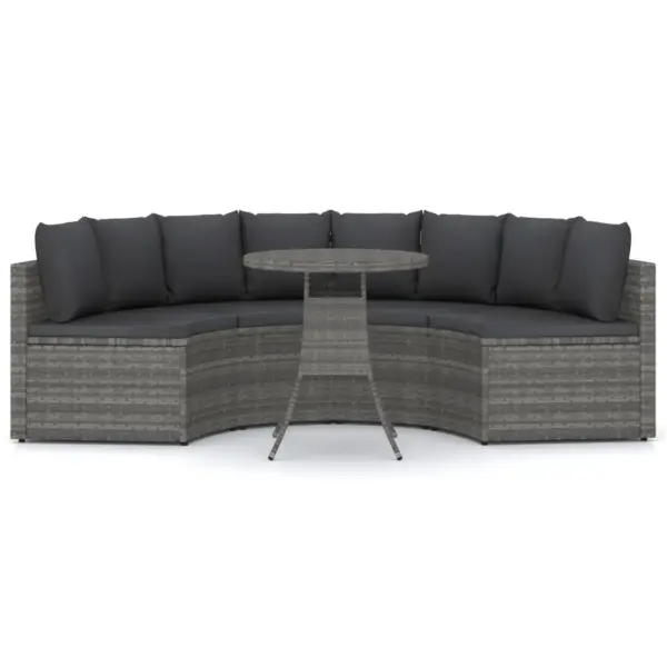 5-osaline lehvikukujuline aiadiivanikomplekt patjadega, hall polürotang, laud 70 x 73 cm – 3