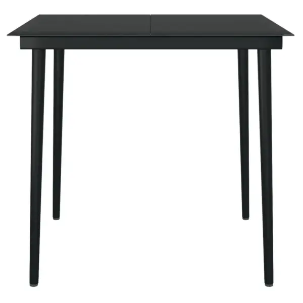 5-osaline aiamööbli komplekt lauaga, must PE-rotang ja teras, laud 80 x 80 cm – 6