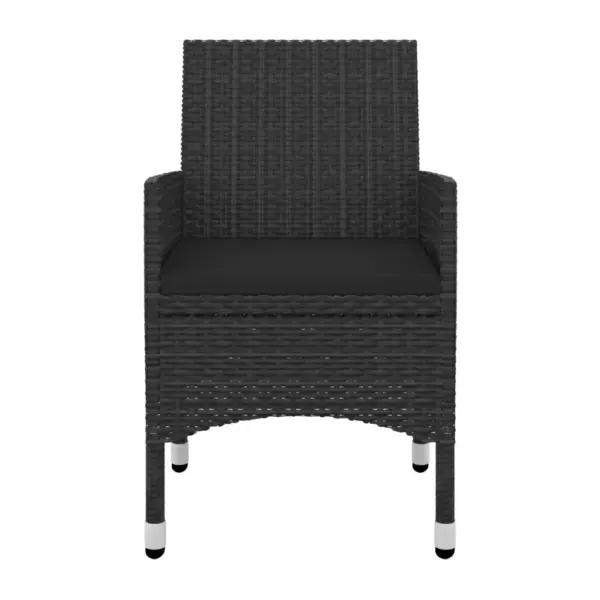 5-osaline aiamööbli komplekt patjadega, must polürotang, klaaslauaga, laud 80 x 80 cm – 4