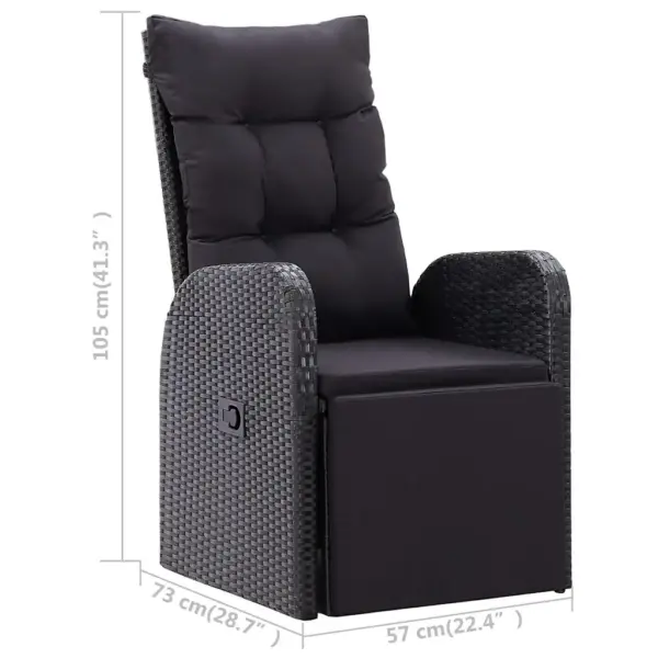 5-osaline must aiamööbli söögikomplekt recliner-toolidega, akaatsiapuidust laud 150 x 90 cm – 13