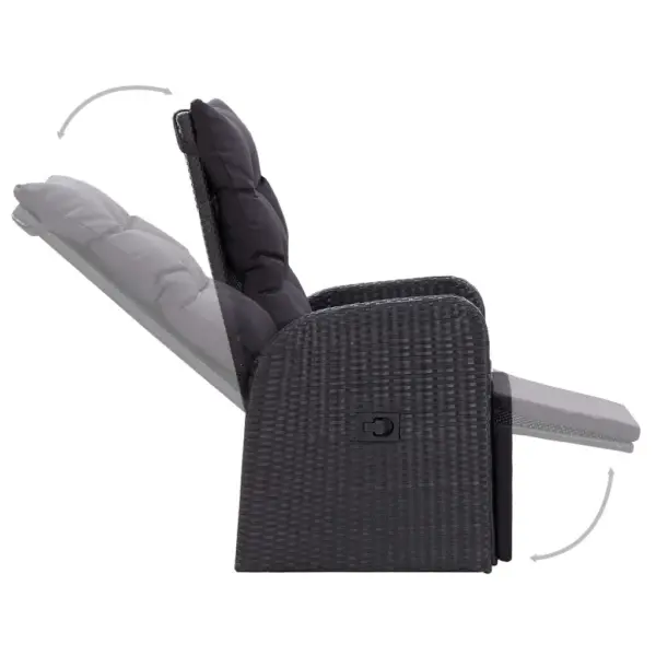 5-osaline must aiamööbli söögikomplekt recliner-toolidega, akaatsiapuidust laud 150 x 90 cm – 10