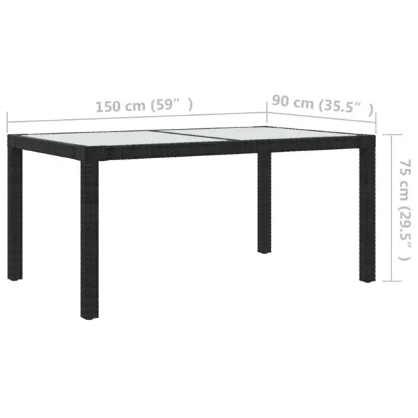 5-osaline polürotangist aiamööbli komplekt patjadega, must, laud 150 x 90 cm – 11